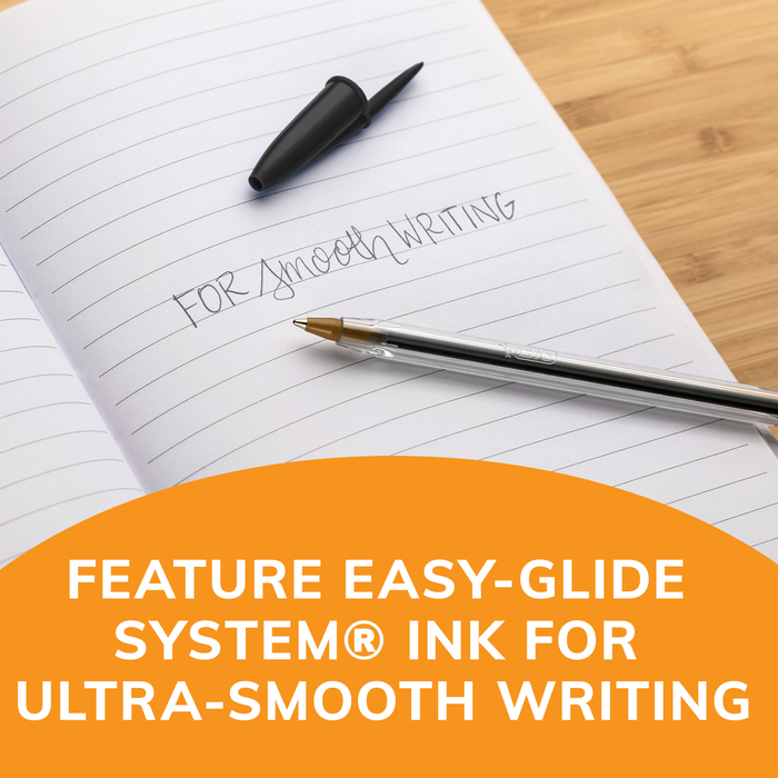 BIC Cristal Xtra Smooth Black Ballpoint Pens, Medium Point (1.0mm), 12-Count Pack, Extra Smooth and Reliable Ballpoint Pens