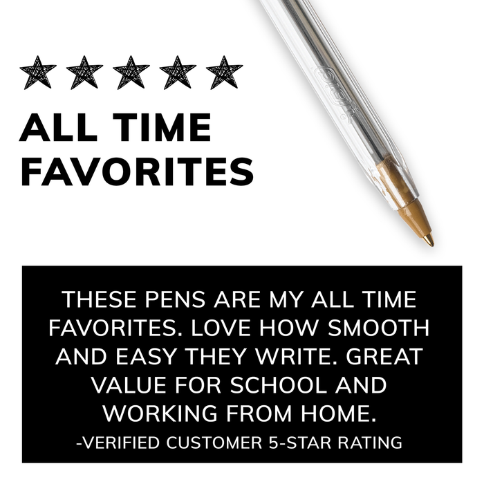 BIC Cristal Xtra Smooth Black Ballpoint Pens, Medium Point (1.0mm), 12-Count Pack, Extra Smooth and Reliable Ballpoint Pens