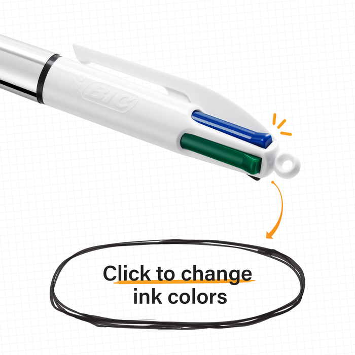 BIC 4-Color Shine Retractable Metallic Ballpoint Pens, Medium Point (1.0mm), 2-Count Pack, Retractable Ballpoint Pen With Long-Lasting Ink