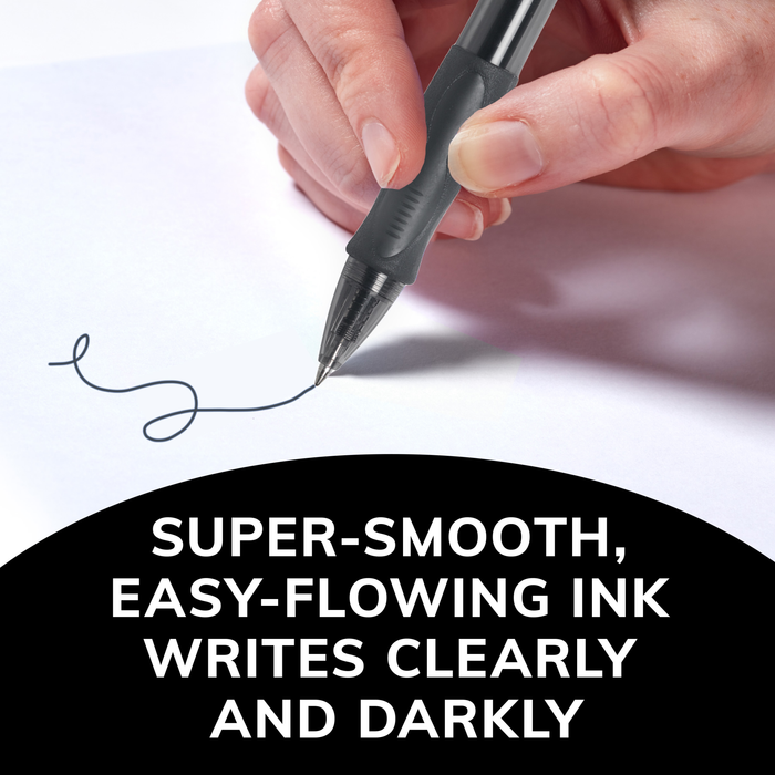 BIC Gelocity Original Black Gel Pens, Medium Point (0.7mm), 12-Count Pack, Retractable Gel Pens With Comfortable Grip