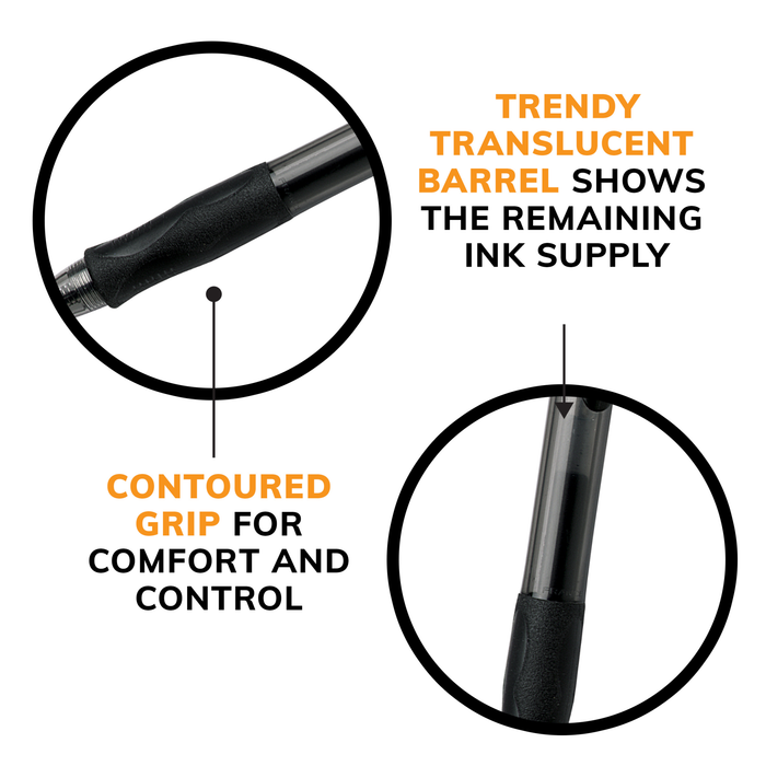 BIC Gelocity Original Black Gel Pens, Medium Point (0.7mm), 12-Count Pack, Retractable Gel Pens With Comfortable Grip