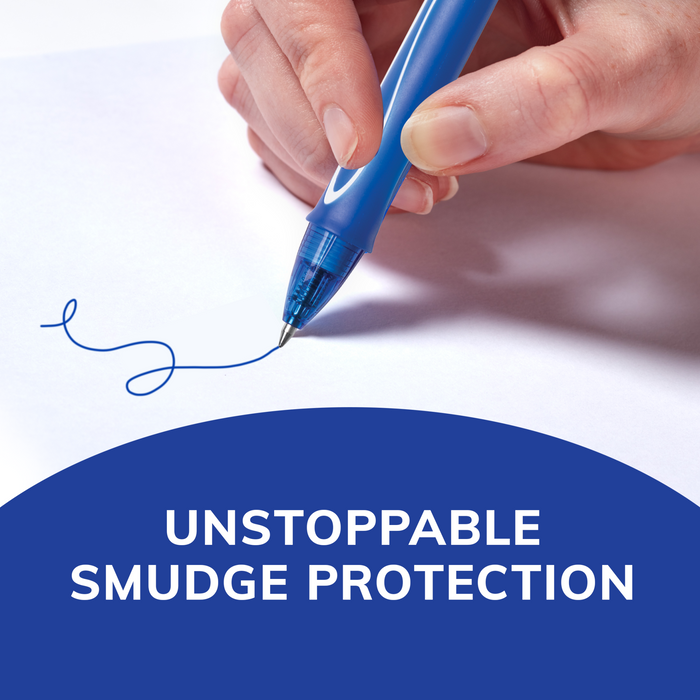 BIC Gelocity Quick Dry Blue Gel Pens, Medium Point (0.7mm), 2-Count Pack, Retractable Gel Pens With Comfortable Full Grip