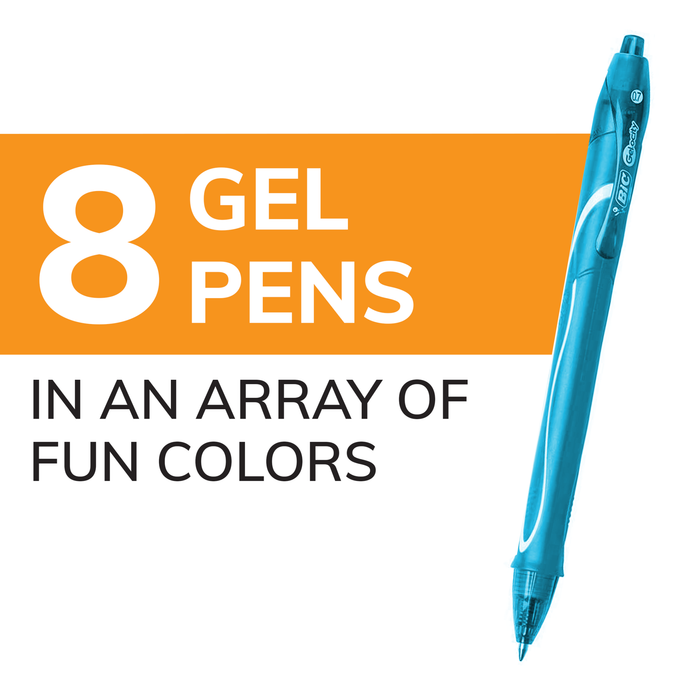 BIC Gelocity Quick Dry Ocean Themed Gel Pens, Medium Point (0.7mm), 8-Count Gel Pen Set, Colored Gel Pens for Note Taking and Journaling