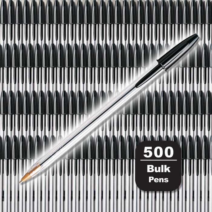 BIC Cristal Xtra Smooth Black Ballpoint Pens, Medium Point (1.0mm), 500-Count Box, Extra Smooth and Reliable Ballpoint Pens