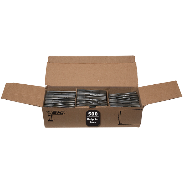 BIC Round Stic Xtra Life Black Ballpoint Pens, Medium Point (1.0mm), 500-Count Pack of Bulk Pens, Flexible Round Barrel for Comfortable Writing, No. 1 Selling Ballpoint Pens