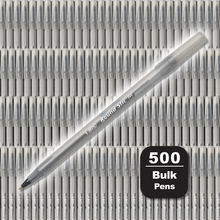 BIC Round Stic Xtra Life Black Ballpoint Pens, Medium Point (1.0mm), 500-Count Pack of Bulk Pens, Flexible Round Barrel for Comfortable Writing, No. 1 Selling Ballpoint Pens