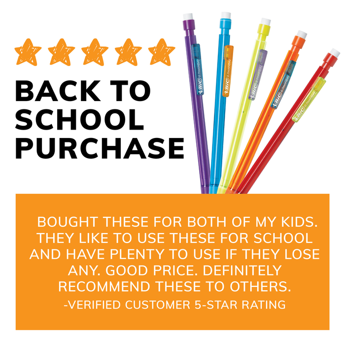 BIC Xtra Strong Mechanical Pencils with Erasers, Thick Point (0.9mm), 144-Count Bundle, Bulk Mechanical Pencils for School or Office Supplies