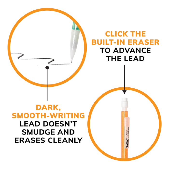 BIC Xtra-Sparkle Number 2 Mechanical Pencils With Erasers, Medium Point (0.7mm), 15-Count Pack, Cute Mechanical Pencils for Girls, Boys and Adults