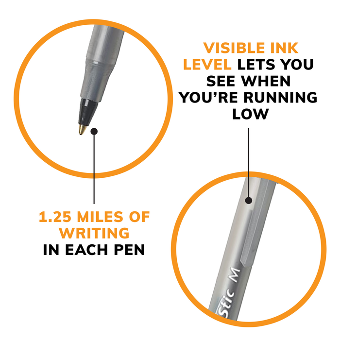 BIC Round Stic Xtra Life Assorted Ink Ballpoint Pens, Medium Point (1.0mm), 60-Count Pack of Bulk Pens, Flexible Round Barrel for Comfortable Writing, No. 1 Selling Ballpoint Pens