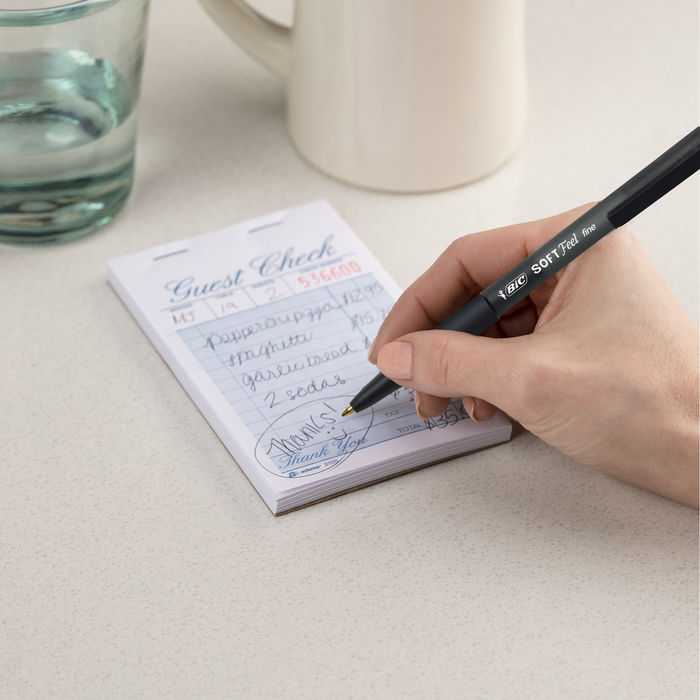 BIC Soft Feel Black Retractable Ballpoint Pens, Medium Point (1.0mm), 12-Count Pack, Black Pens With Soft-Touch Comfort Grip