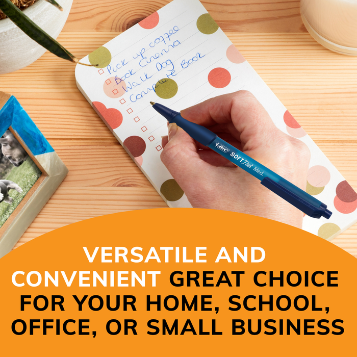 BIC Soft Feel Red Retractable Ballpoint Pens, Medium Point (1.0mm), 12-Count Pack, Red Pens With Soft-Touch Comfort Grip