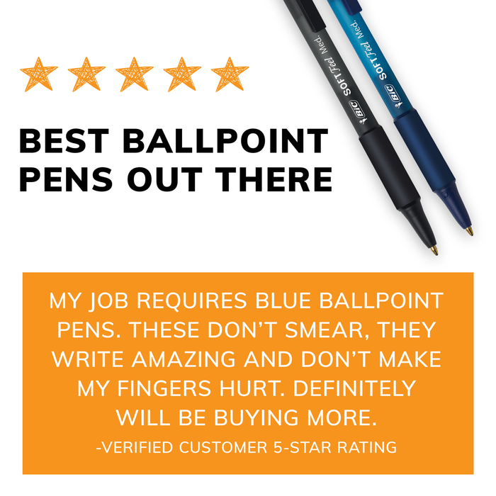 BIC Soft Feel Red Retractable Ballpoint Pens, Medium Point (1.0mm), 12-Count Pack, Red Pens With Soft-Touch Comfort Grip