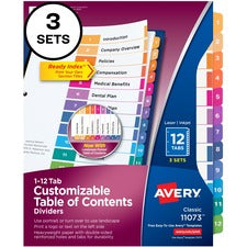 Avery Customizable Table of Contents Dividers, Ready Index(R) Printable Section Titles, Preprinted 1