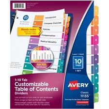 Avery Ready Index Custom TOC Binder Dividers