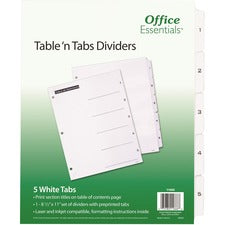 Avery B/W Print Table of Contents Tab Dividers