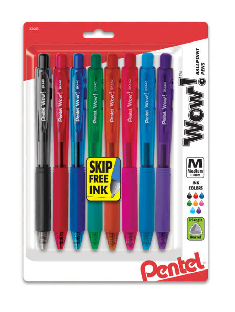 Pentel WOW! Retractable Ballpoint Pens, 1.0mm, Medium Line