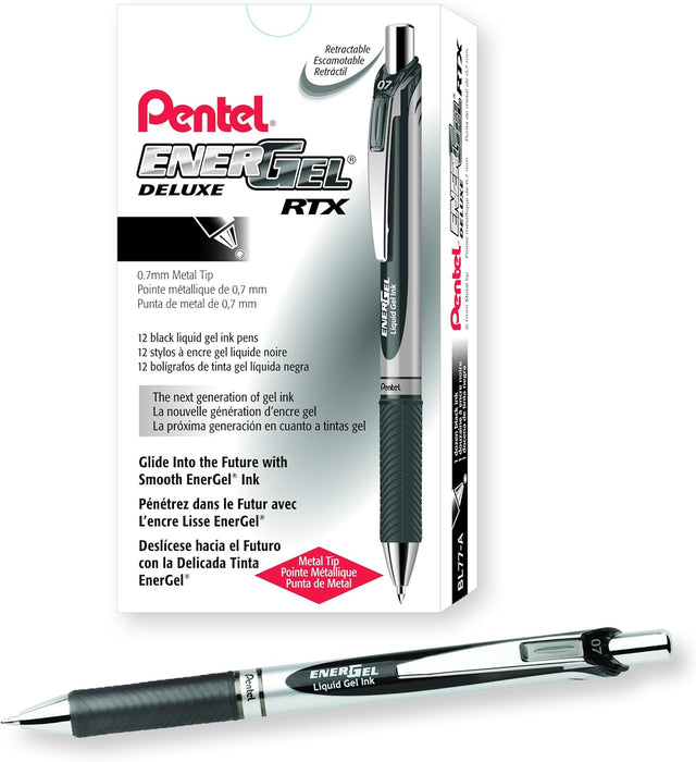 Pentel EnerGel RTX Retractable Liquid Gel Ink Pen, 12 Pack