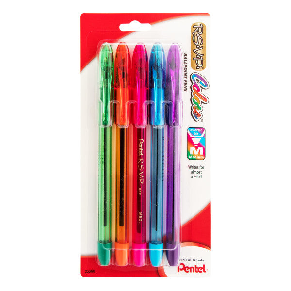 Pentel RSVP COLORS Multi Pack Ballpoint Pens, Assorted Ink