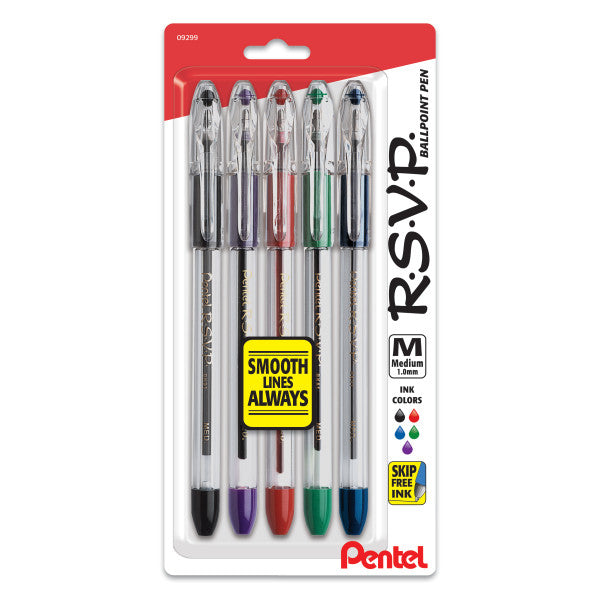 Pentel RSVP COLORS Multi Pack Ballpoint Pens, Assorted Ink