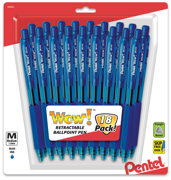 Pentel WOW! Retractable Ballpoint Pens, 1.0mm, Medium Line