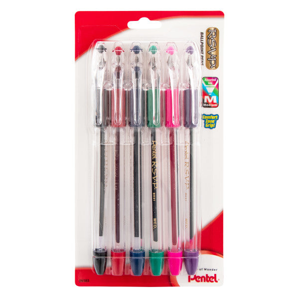 Pentel RSVP COLORS Multi Pack Ballpoint Pens, Assorted Ink