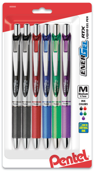 Pentel EnerGel RTX Retractable Liquid Gel Ink Pens, Multi-Color