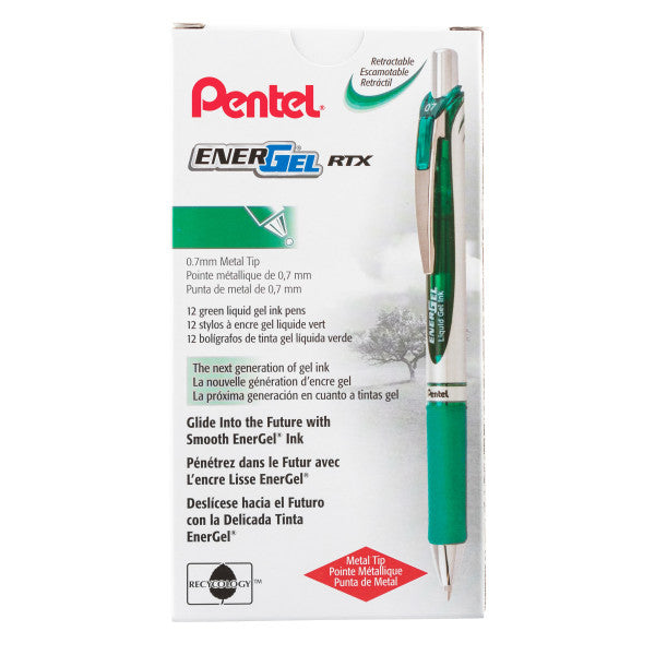 Pentel EnerGel RTX Retractable Liquid Gel Ink Pen, 12 Pack