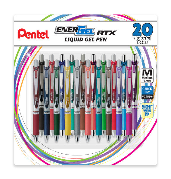 Pentel EnerGel RTX Retractable Liquid Gel Ink Pens, Multi-Color