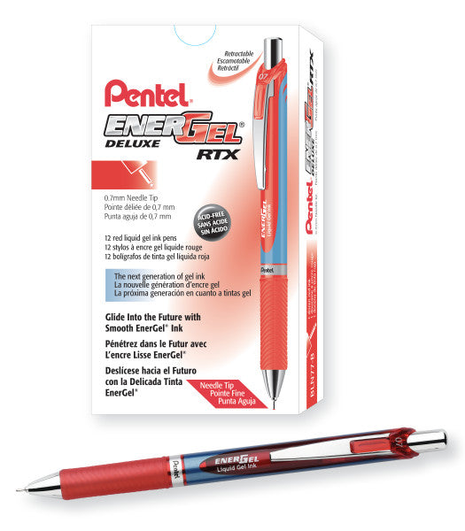 Pentel EnerGel RTX Retractable Liquid Gel Ink Pen, 12 Pack