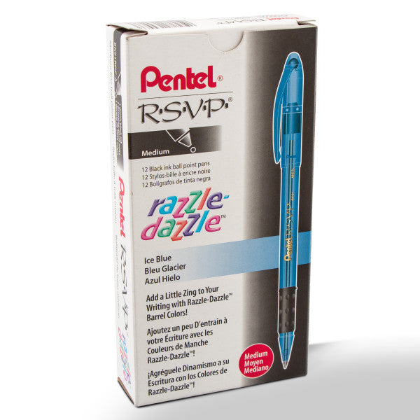 Pentel RSVP Razzle-Dazzle Ballpoint Pen, (1.0mm) Medium Line, BLACK Ink, Assorted Barrel Colors