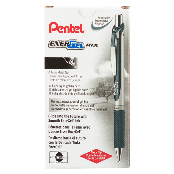 Pentel EnerGel RTX Retractable Liquid Gel Ink Pen, 12 Pack