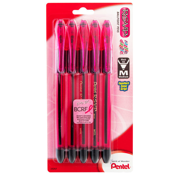 Pentel RSVP Razzle-Dazzle Ballpoint Pen, (1.0mm) Medium Line, BLACK Ink, Assorted Barrel Colors