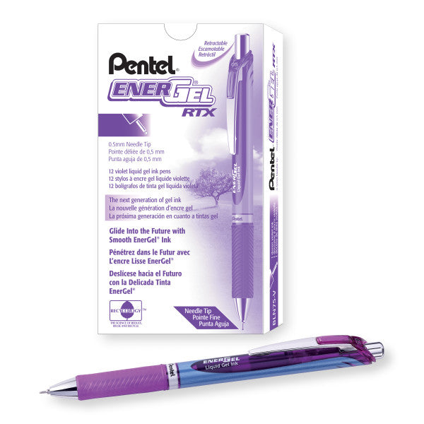 Pentel EnerGel RTX Retractable Liquid Gel Ink Pen, 12 Pack