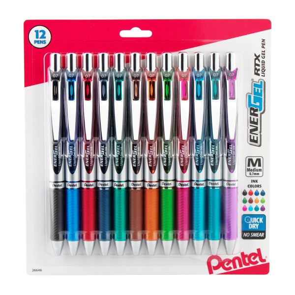 Pentel EnerGel RTX Retractable Liquid Gel Ink Pens, Multi-Color