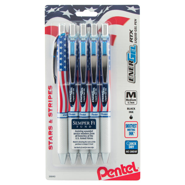 Pentel EnerGel Stars & Stripes Liquid Gel Pens